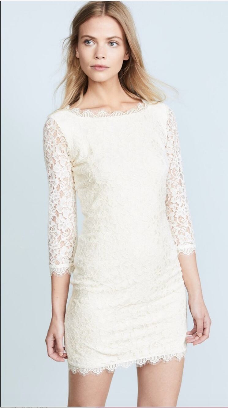 Diane von Furstenberg Zarita Sheath Midi Dress Women's Size 8 Cream V-Back NWT